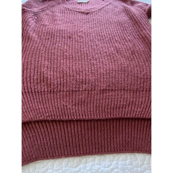 Dreamers Chunky Oversized V-Neck Pullover Sweater Dark Mauve Size Large - Picture 5 of 12